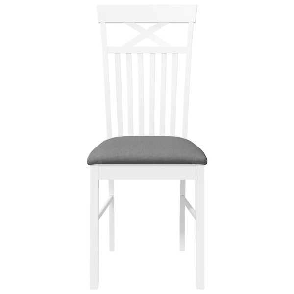 Sillas de comedor con cojines 2uds madera maciza blanco caucho M 5