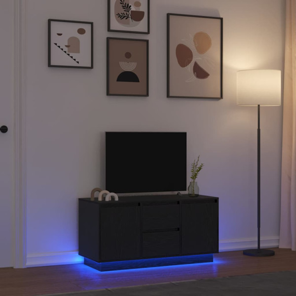 Mueble de TV con luces LED roble negro 100x41x50 cm D