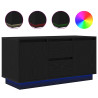 Mueble de TV con luces LED roble negro 100x41x50 cm 2