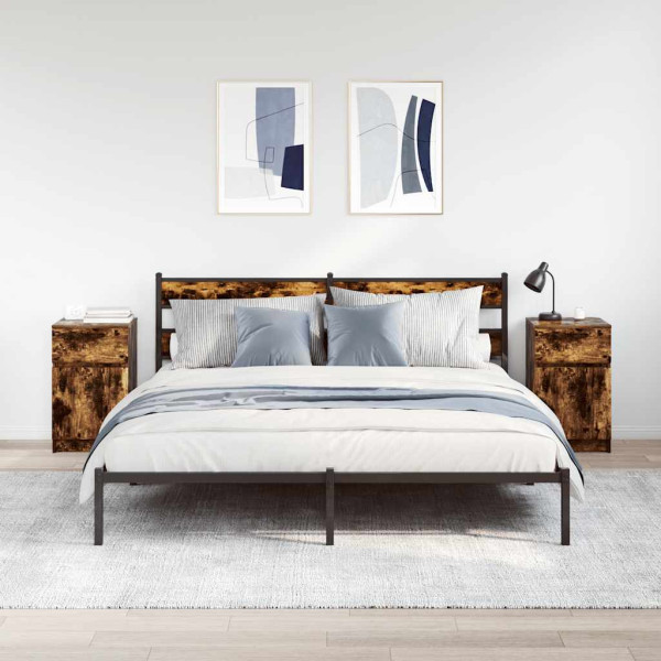 Mesitas noche 2 uds madera ingeniería roble ahumado 39x35x65 cm M 3