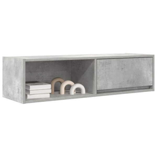 Mueble de TV madera contrachapada gris hormigón 100x31x25.5 cm M 4