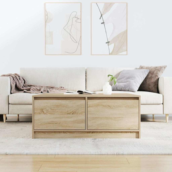 Mesa de centro con cajones roble Sonoma 100x100x40 cm M 3