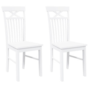 Sillas de comedor 2 unidades madera maciza de caucho blanco H