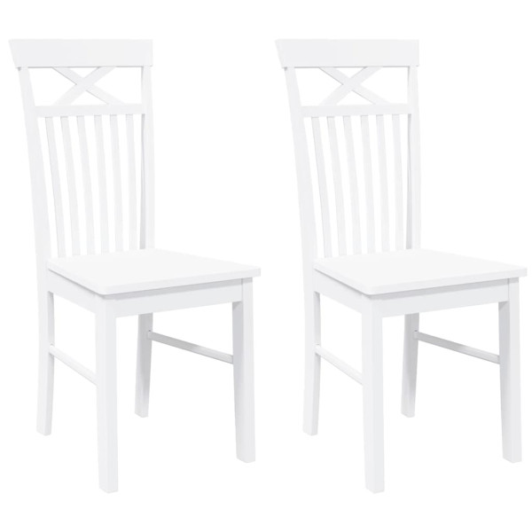 Cadeiras de jantar 2 pcs madeira de seringueira maciça branco M 2