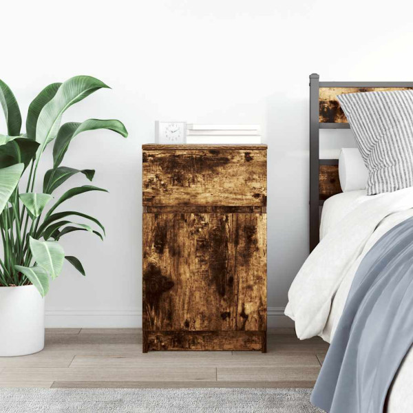 Mesilla de noche roble ahumado 39x35x65 cm madera de ingeniería M 3