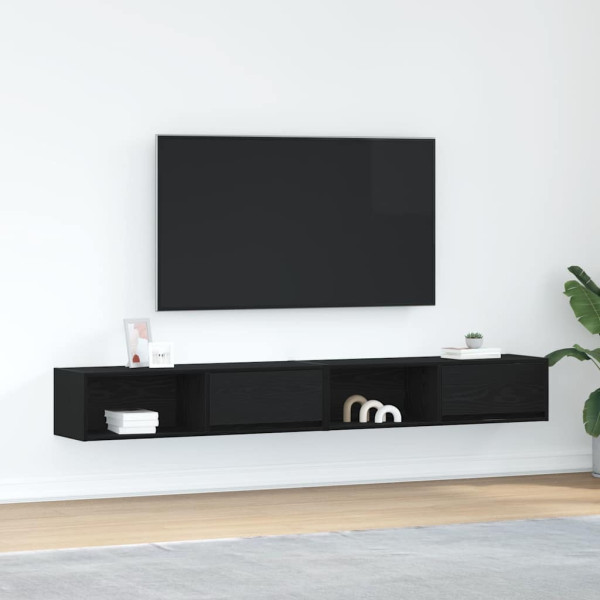 Muebles de TV 2 uds Roble Negro 100x31x25.5cm Madera ingeniería D