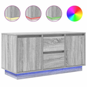 Móvel de TV com luzes LED 100x41x50 cm cinzento sonoma H