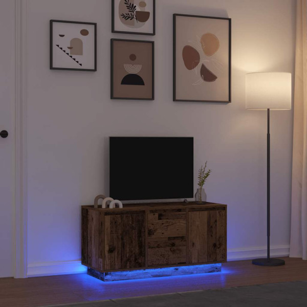 Mueble de TV con luces LED madera vieja 100x41x50 cm D