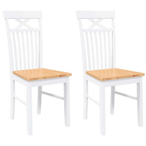 Sillas de comedor 2 unidades madera maciza de caucho blanco H