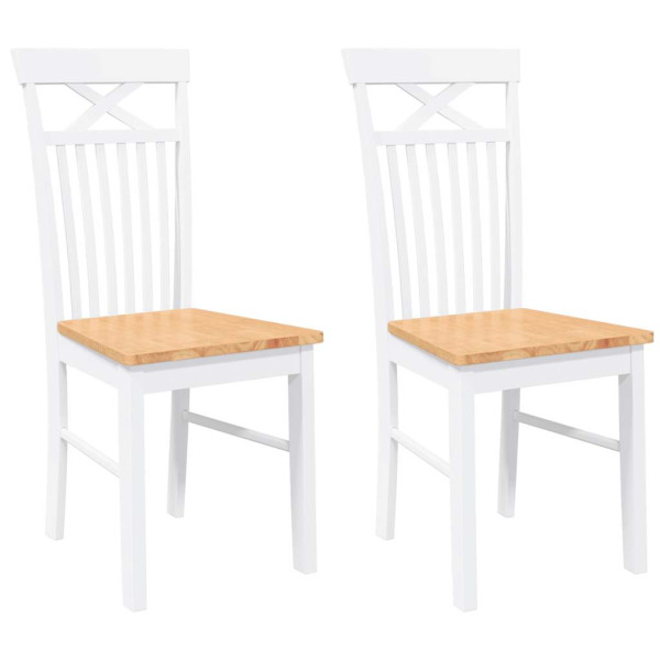 Cadeiras de jantar 2 pcs madeira de seringueira maciça branco M 2