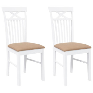 Cadeiras de jantar com almofadões 2 pcs madeira maciça branco H