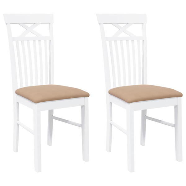 Sillas de comedor con cojines 2uds madera maciza blanco caucho M 2