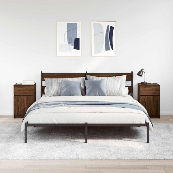 Mesitas de noche 2 uds madera roble marrón 39x35x65 cm M 3