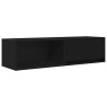 Mueble de TV de madera de roble negro 100x31x25.5 cm 2