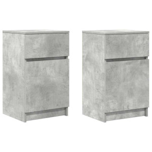 Mesitas de noche 2 uds madera contrachapada gris 39x35x65 cm H