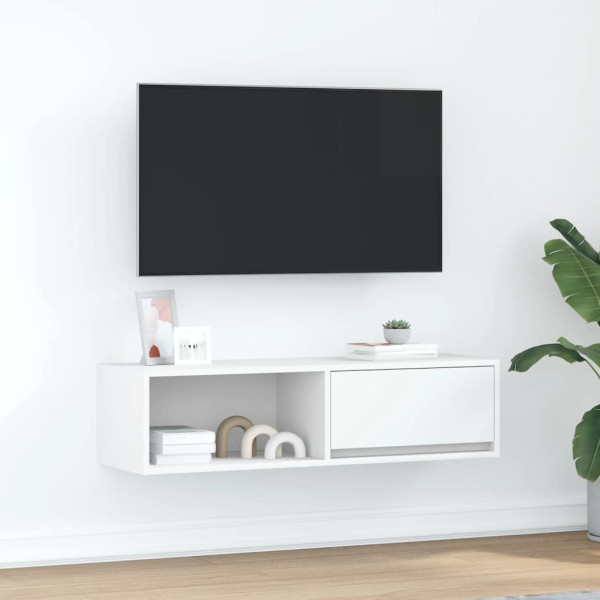Mueble de TV blanco 100x31x25.5 cm madera de ingeniería D