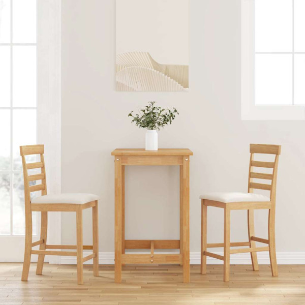 Taburetes de bar con cojines 2 uds madera maciza natural caucho D