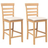 Taburetes de bar con cojines 2 uds madera maciza natural caucho 2