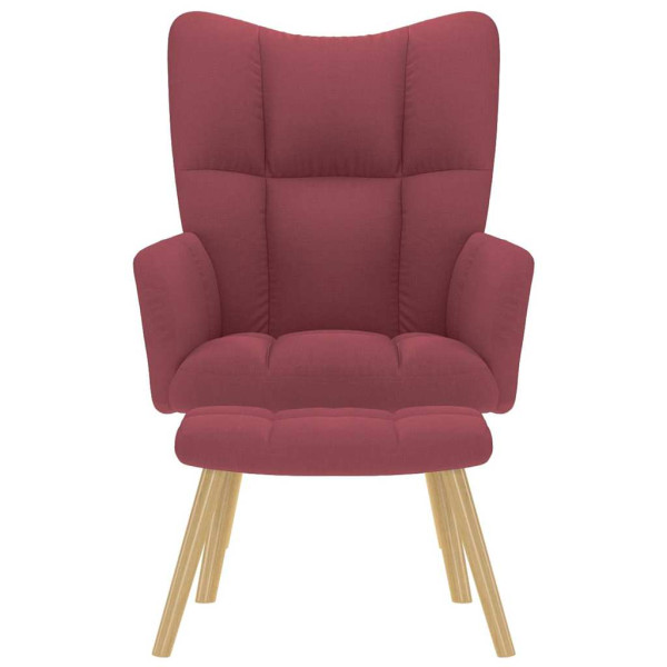 Sillón de relax con taburete tela rojo tinto M 4