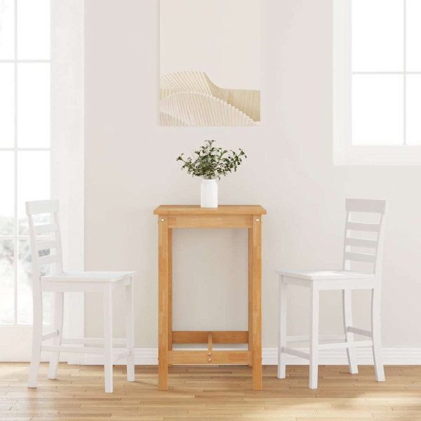 Taburetes de bar 2 uds madera maciza blanca caucho D