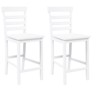 Bancos de bar 2 pcs madeira de seringueira maciça branco H
