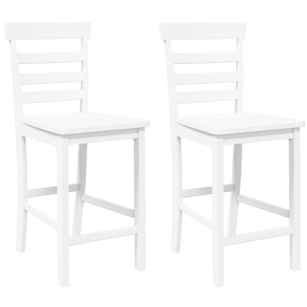 Bancos de bar 2 pcs madeira de seringueira maciça branco M 2