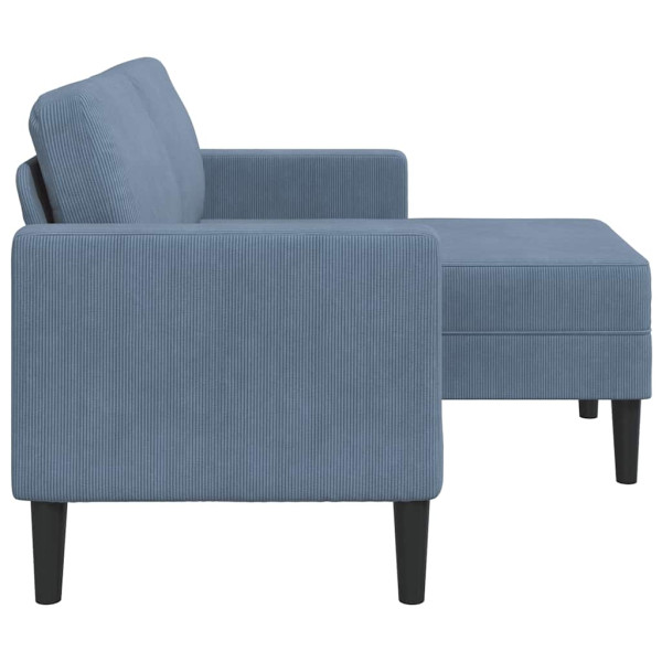 Sofá 2 lugares com chaise longue em L azul 125 cm linho M 5