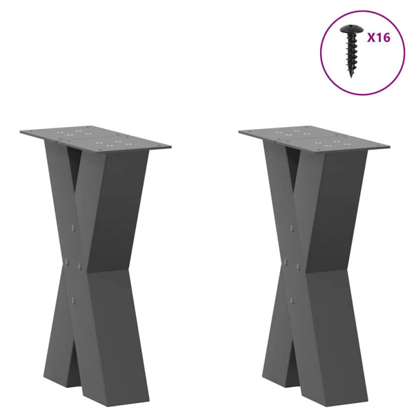 Pés para mesa de centro em formato de X. 2 peças. antracite. 28x(42-43) cm. aço M 3