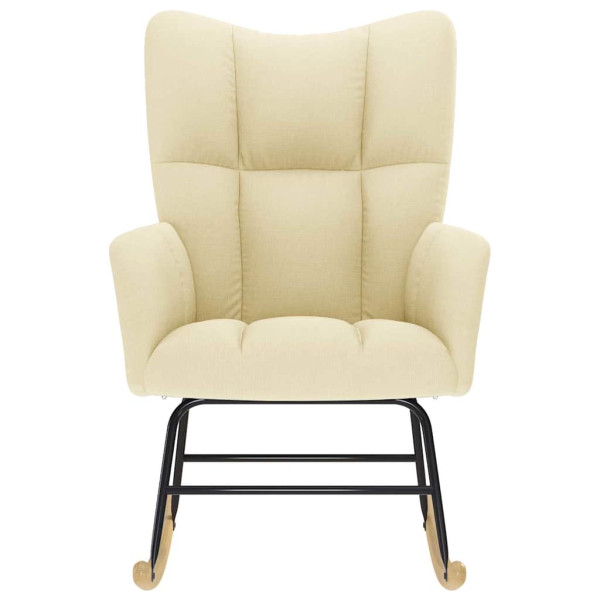 Silla mecedora de tela color crema M 4