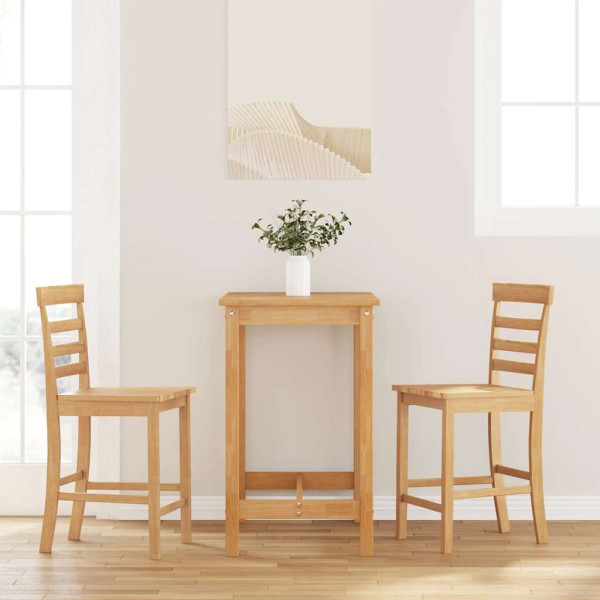 Taburetes de bar 2 uds madera maciza natural caucho D