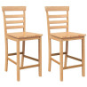 Taburetes de bar 2 uds madera maciza natural caucho 2