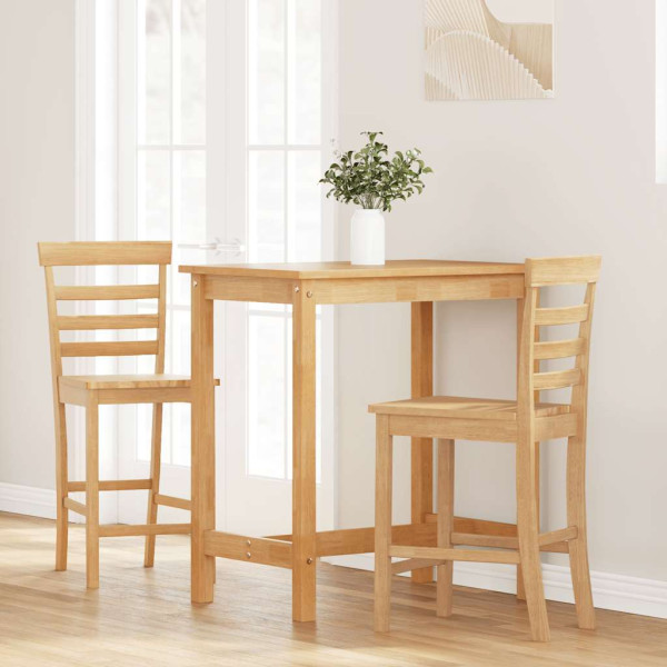 Taburetes de bar 2 uds madera maciza natural caucho M 3