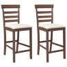 Taburetes de bar con cojines 2 uds madera maciza marrón caucho 2