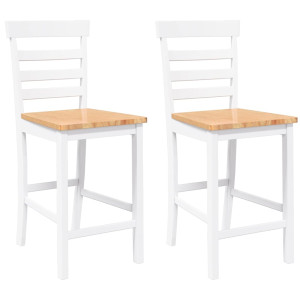 Bancos de bar 2 pcs madeira de seringueira maciça branco H