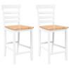 Bancos de bar 2 pcs madeira de seringueira maciça branco 2