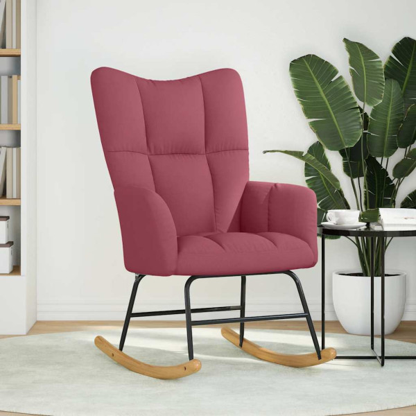 Silla mecedora de tela rojo vino tinto M 3