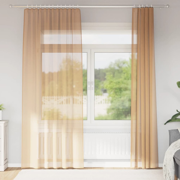 Cortinas de gasa con trabillas 2 uds arena 140x245 cm D