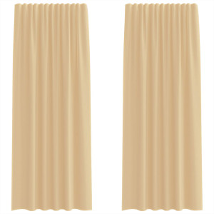 Cortinas de gasa con trabillas 2 uds arena 140x245 cm H