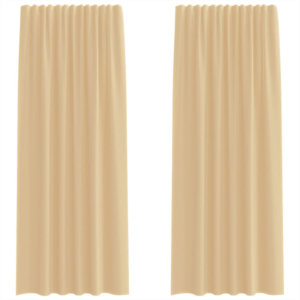 Cortinas de voile com laços 2 pcs areia 140x245 cm M 2