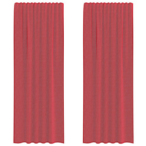 Cortinas de voile com laços 2 pcs vermelho tinto 140x260 cm H