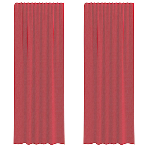 Cortinas de gasa con trabillas 2 uds rojo vino 140x260 cm M 2