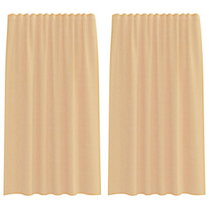 Cortinas de gasa con trabillas 2 uds arena 140x175 cm H