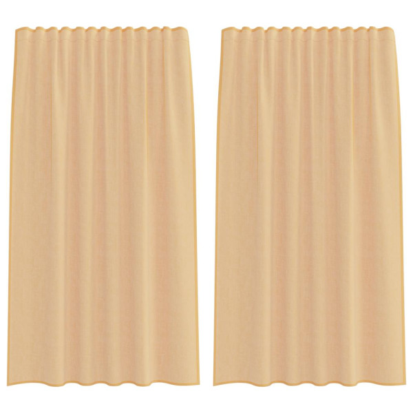 Cortinas de gasa con trabillas 2 uds arena 140x175 cm M 2