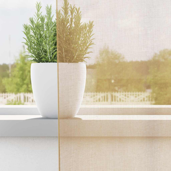 Cortinas de voile com laços 2 pcs areia 140x175 cm M 3