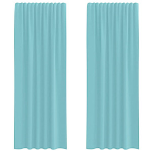 Cortinas de voile com laços 2 pcs turquesa 140x260 cm H