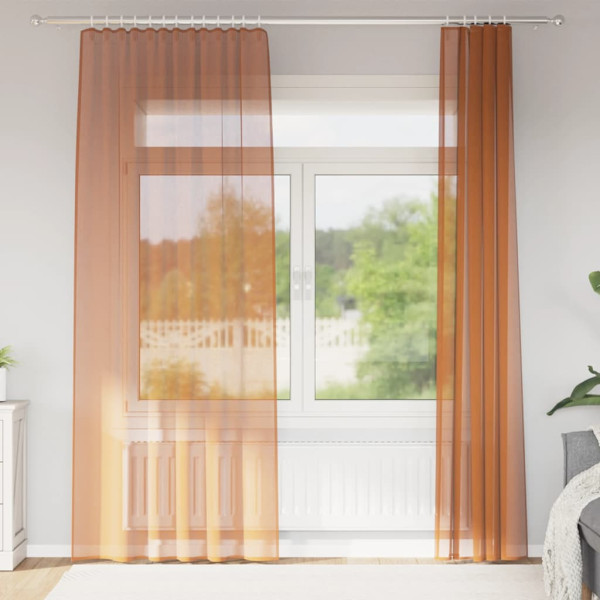 Cortinas de gasa con trabillas 2 uds terracota 140x245 cm D