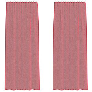 Cortinas de voile com laços 2 pcs vermelho tinto 140x245 cm H