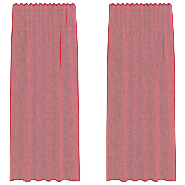 Cortinas de voile com laços 2 pcs vermelho tinto 140x245 cm M 2