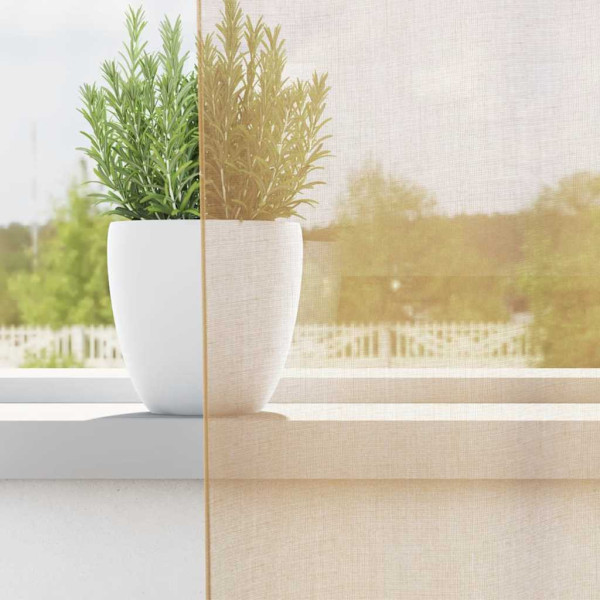 Cortinas de gasa con trabillas 2 uds arena 140x260 cm M 3