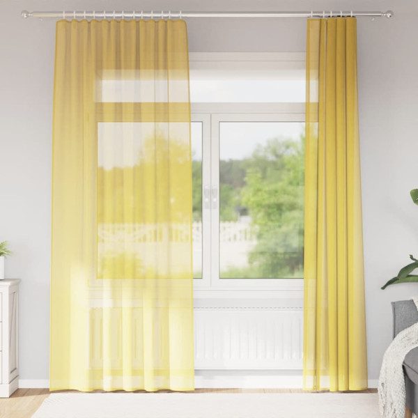 Cortinas de gasa con trabillas 2 uds amarillo 140x245 cm D